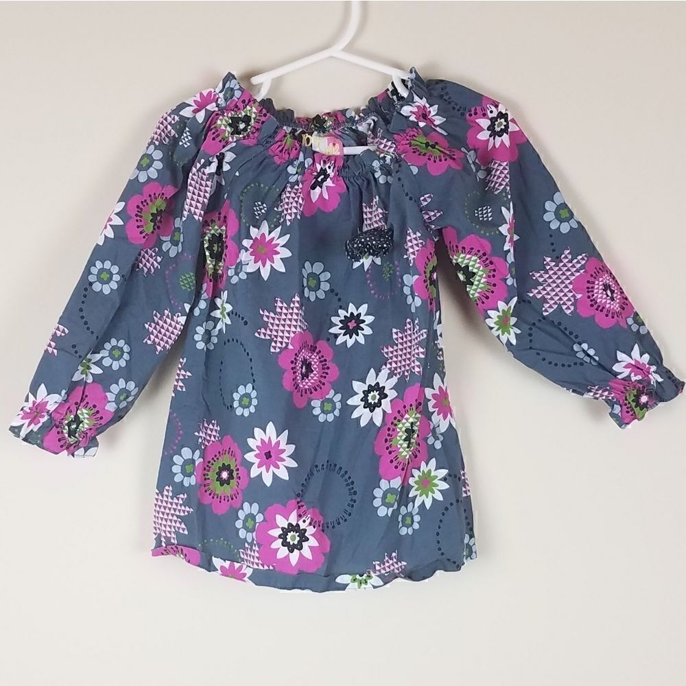Banana Split Gray Floral Top 3T